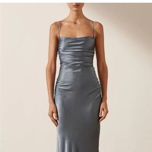 Shona Joy NWT LA LUNE LACE BACK MAXI DRESS - BLUE SMOKE US 2